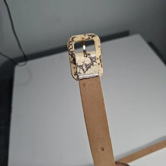 J. Crew Cream Snake-Print Leather Women's Belt Size S - Picture 9 of 11